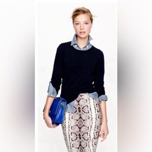 J. Crew No. 2 Pencil Lined Skirt in Snake Skin size 12